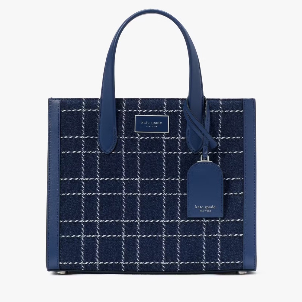 NWT Kate Spade Blue Denim Check Tote
